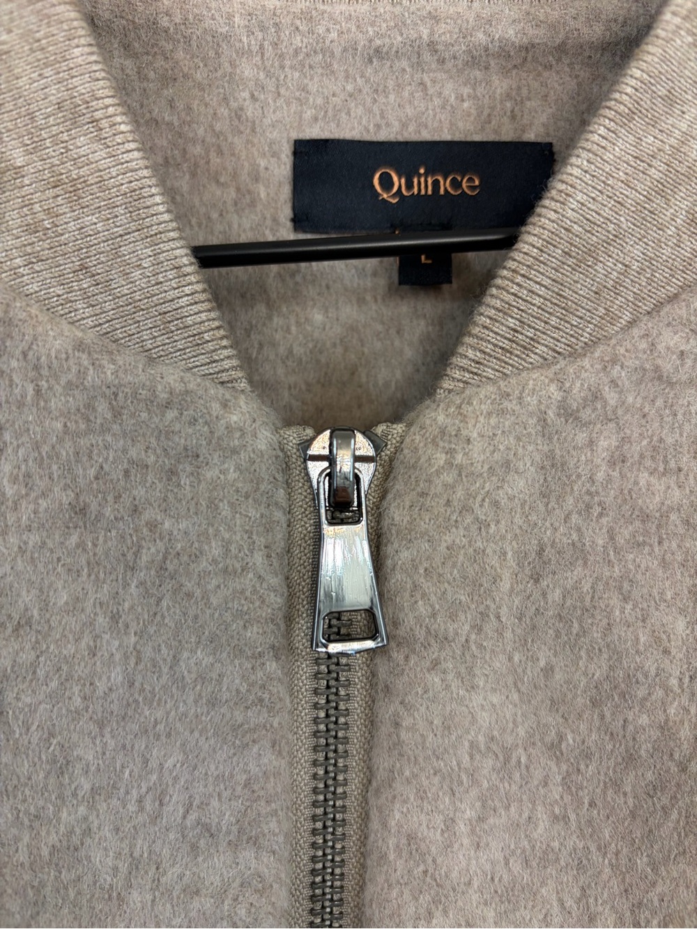 Quince Tan Oat Double Faced Merino Wool Bomber Jacket Size Large - Picture 4 of 9